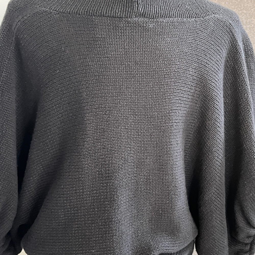 Vtg Moda Intl Black Chunky Knit Sweater Wrap Plunge M 90s Y2K Oversized Grunge - Picture 12 of 16